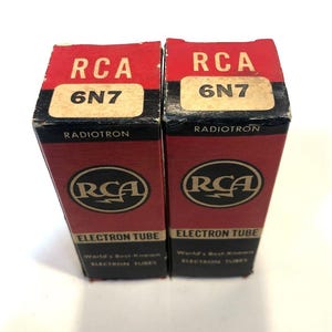 2 Vintage NOS RCA 6N7 Electron Vacuum Radio Amplifier Tubes in Boxes T373