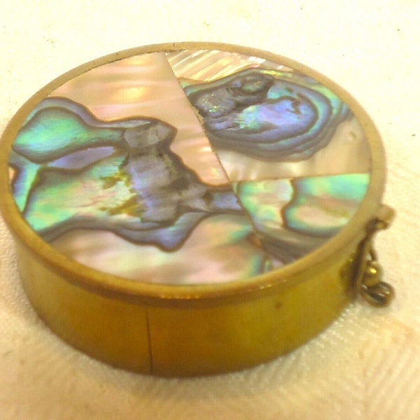 Vintage Taxco Mexico Abalone Mother of Pearl Pill Box