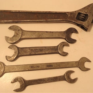 4 Vintage Open End Wrenches 1 10&quot; Crescent Wrench Germany USA RLVMB