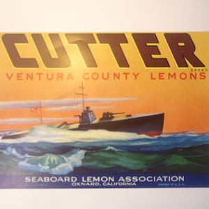 Vintage ORIGINAL Crate Label Cutter Ventura County Lemons