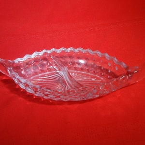 Vintage Fostoria American Divided 12&quot; Relish Boat Tray Cubist