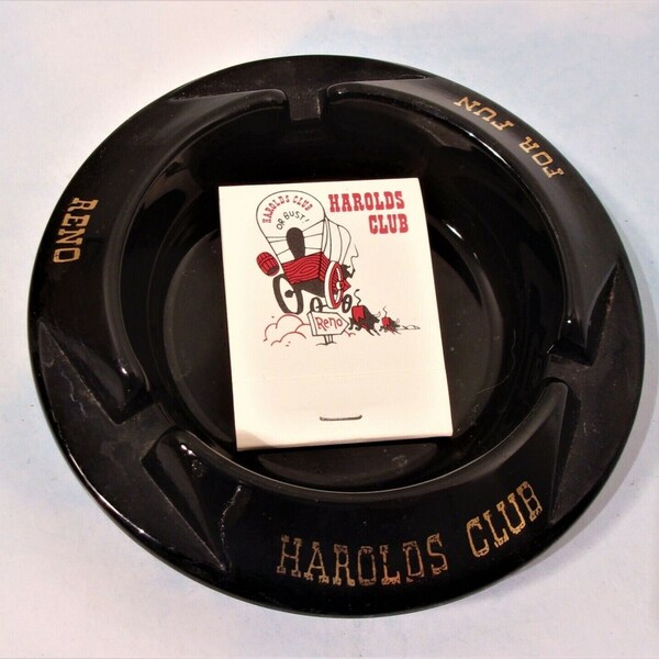 Vintage casino ashtray harold's club reno ashtray matchbook trinket ring dish l8