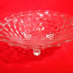 Vintage Fostoria American 3 Footed 10&quot; Serving Fruit Bowl Cubist