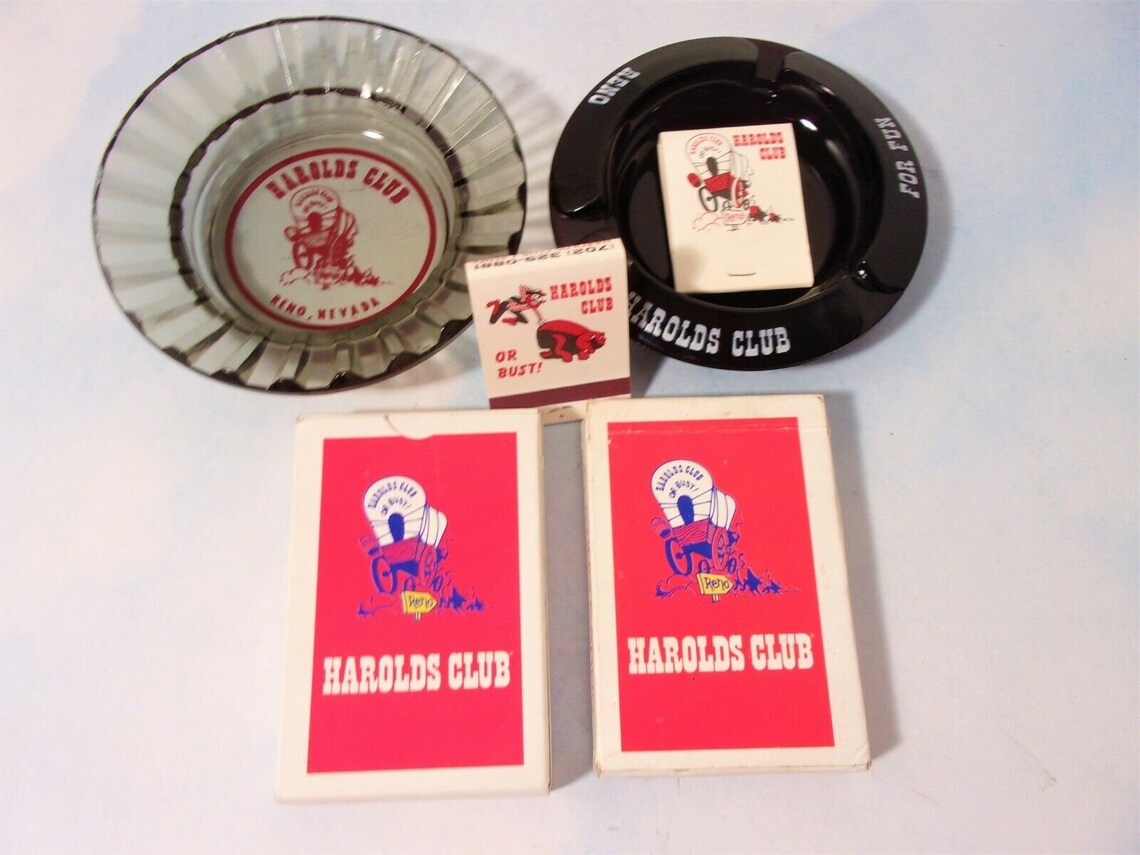 2 Vintage Casino Ashtrays Matchbooks Playing Cards Etsy