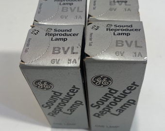 4 lámparas de reproducción de sonido NOS GE BVL para proyectores de 6 V y 1 A
