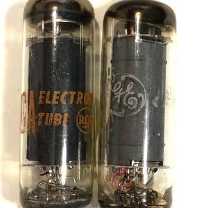 2 Vintage RCA GE 6AQ5 Radio Amplifier Vacuum Tubes TV-7 Tested S88