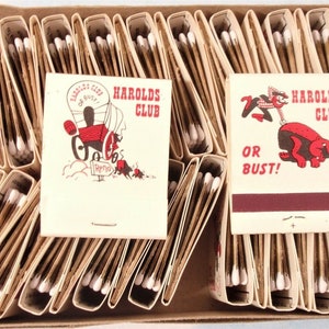 4 Vintage Streichholzbriefchen von Harold's Kasino für frischen Zug aus der Schachtel