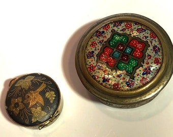 2 Vintage Cloisonne Pillendosen Ausgefallenes Muster