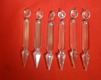 12 piezas de lámpara de prismas de araña de cristal de punta de lanza antigua 3 3/4"
