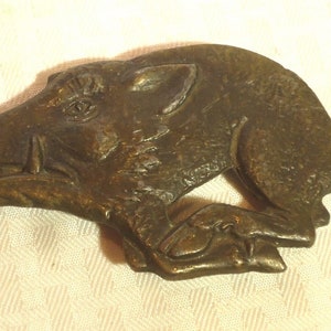 Vintage Collectible Running Razorback Wild Hog Solid Brass Belt Buckle