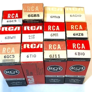 12 Vintage RCA Amplifier Radio Electron Vacuum Tubes 6GB5 6GC5 6J11 6HZ8 T187