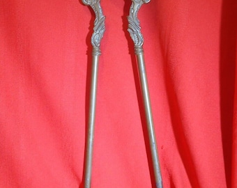 Antique 19th Century Brass Fireplace Tongs Ornate