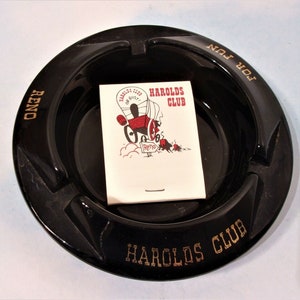Cinzeiro de cassino vintage harold's club reno cinzeiro caixa de fósforos trinket anel prato l8