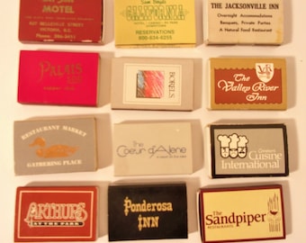 12 Vintage Advertising Matchbox's Matchbook Restaurants Cafe's Hotels Tavern M20