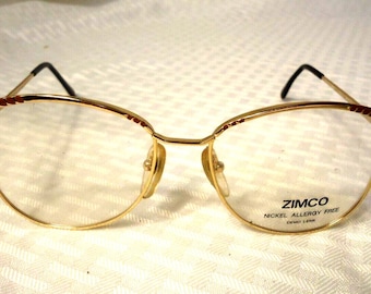 Vintage Zimco Ann #2 Oversized Eyeglass Frames Gold Brown 55-16 135 Lot A21