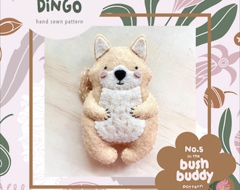 Patron PDF Dixie Dingo, ornement/jouet en feutre de laine cousu main, série Bush Buddy n° 5