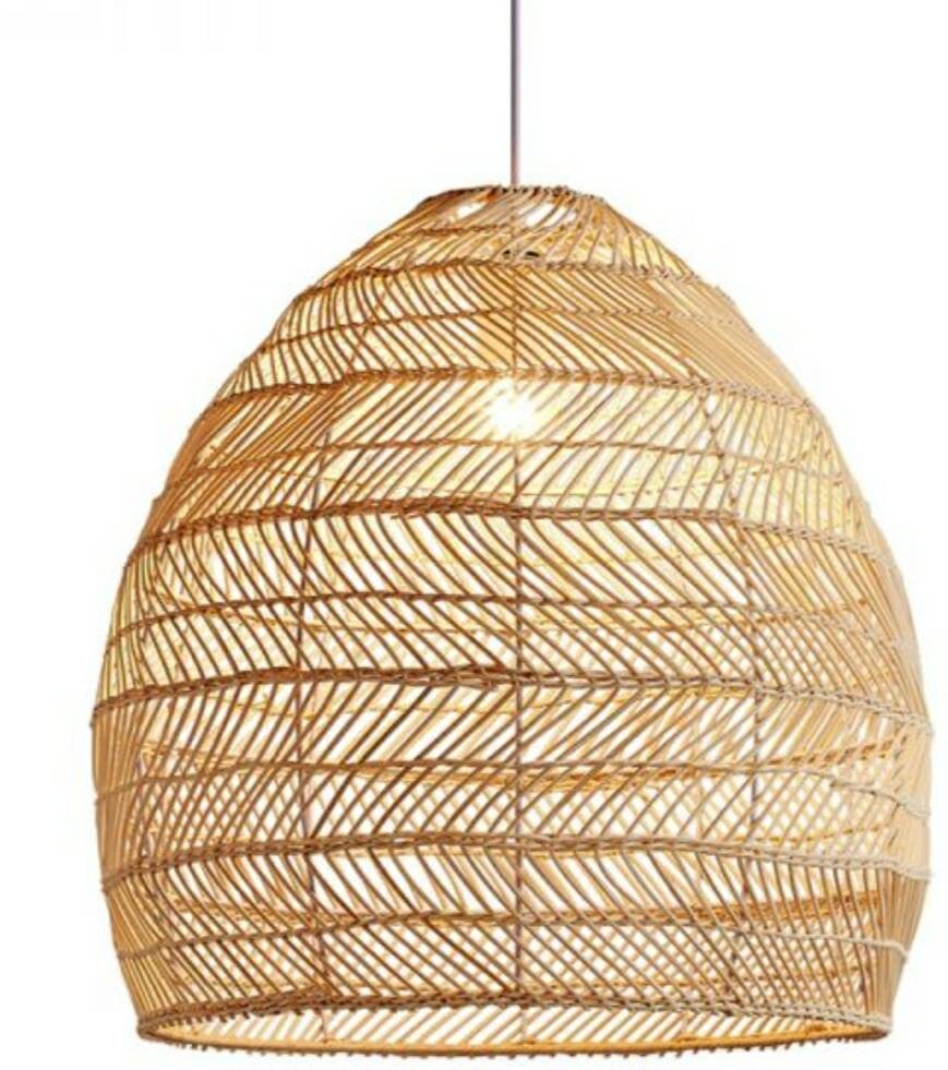 Handmade Rattan Pendant Light. Long 