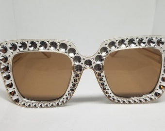 Designer Inspired Oversized Gold Bling Fashion Sunglasses