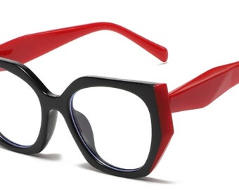 Schwarz und Rot Katzenauge Computer Anti Blaulicht Brille