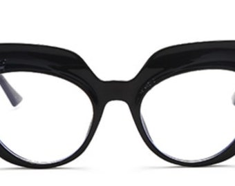 Schwarze Katzenaugen-Klarglasbrille ohne Stärke
