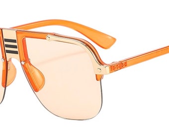 Lunettes de soleil aviateur classiques orange et or