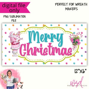 Merry Christmas vintage pink Santa candy Christmas Wreath Sign PNG- Digital Design PNG Download ONLY Front Door Decor digital sign