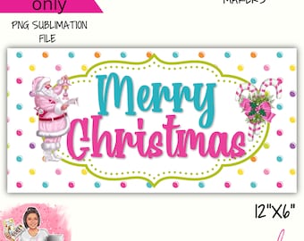 Merry Christmas vintage pink Santa candy Christmas Wreath Sign PNG- Digital Design PNG Download ONLY Front Door Decor digital sign