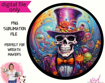 dio de los muertos 3D Tophat schedel Dag van de Dode Krans Teken Halloween Digital Design PNG Download ALLEEN Voordeur Decor digitaal teken