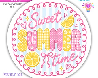 Zoete zomer roze citroenen zomersublimatie - ronde krans teken ontwerp - digitale download - zomer digitaal png-teken