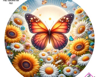 Spring Butterfly and florals Sign Digital Design PNG-Digital Design PNG Download ONLY- Front Door Decor Digital Sign