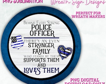 Kransbord met dunne blauwe lijn - Strong Police Family, png (digitale download)