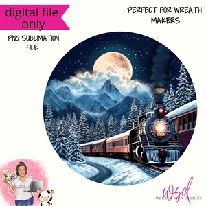 Midnight Christmas Train Digital Design PNG Download ONLY Front Door Decor Digital Sign