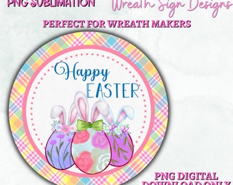 Happy Easter Bunny Eggs Kransbord, digitale png-download