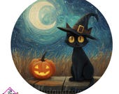 Halloween Digital Design | Black Cat and Jack O Lantern | Wreath Halloween Digital Wreath Sign Design