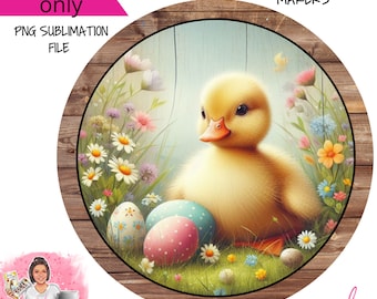 Cute Spring Easter Chick sublimatie ontwerp Paashaas Welkomstbord Digitaal Ontwerp PNG Download ALLEEN Voordeur Decor