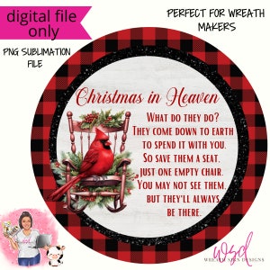Christmas in Heaven Cardinal Rocking Chair Digital Wreath Sign- Digital Design PNG Download ONLY Front Door Decor digital sign