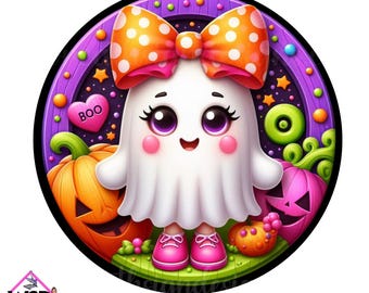 ブーキュートハロウィンゴーストリースサインハロウィンデジタルデザインPNGダウンロードのみ玄関ドア装飾デジタルサイン