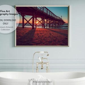 Sunrise at the Pier, Ocean Sunrise Photo, Ocean Wall Art,  Sunrise by the Ocean, Ocean waves, Beach Photo Art, Wall Art, Beach Coastal Art