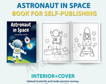 Livro de colorir Astronauta no Espaço – KDP Interior, Licença Comercial (PDF para impressão)
