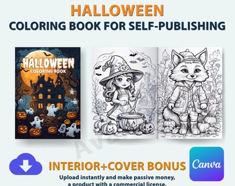 Printable Halloween Coloring Book | KDP Interior & Cover (Commercial License)