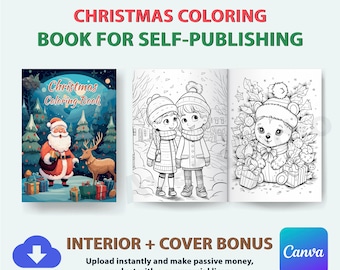 Printable Christmas Coloring Book – KDP Interior, Canva Editable (Commercial License)