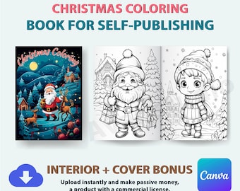 Printable Xmas Coloring Pages Book | KDP Interior, Canva Editable