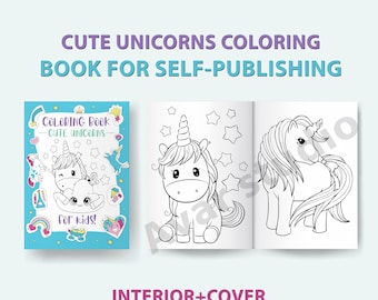 Unicorn Coloring Book Pages | KDP Interiors With Cover (PDF) - Etsy