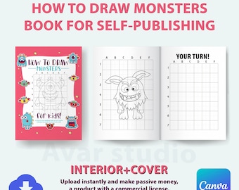Monster Drawing Book | KDP Interior, Cover Bonus (PDF, Canva)