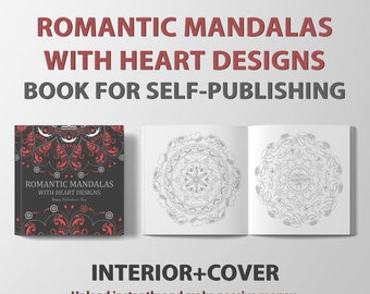 Romantic Mandala Coloring Book | Heart Designs, KDP Interior (PDF)