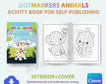 Animal Dot Marker Coloring Pages | KDP Interior, Canva Editable (PDF)