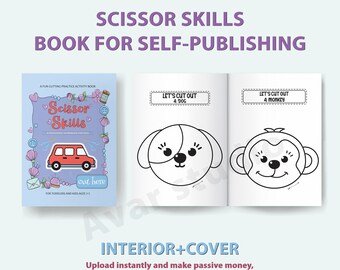 Scissor Skills Activity Book | KDP Interior, Cover Template (PDF, AI)