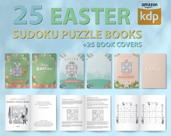 25 livros de quebra-cabeças Sudoku de Páscoa | KDP Interiors, 25 capas (arquivos PDF)