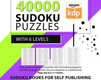 Peut inclure: Un téléchargement numérique de 40 000 puzzles Sudoku avec 6 niveaux de difficulté. Les puzzles sont compatibles avec la plupart des programmes d'édition et sont parfaits pour l'auto-édition. La taille de la page est de 8,5 x 11 pouces.