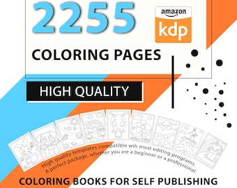 2255 illustrazioni per libri da colorare / modelli interni KDP (pdf, jpg, png, ppt, ai)